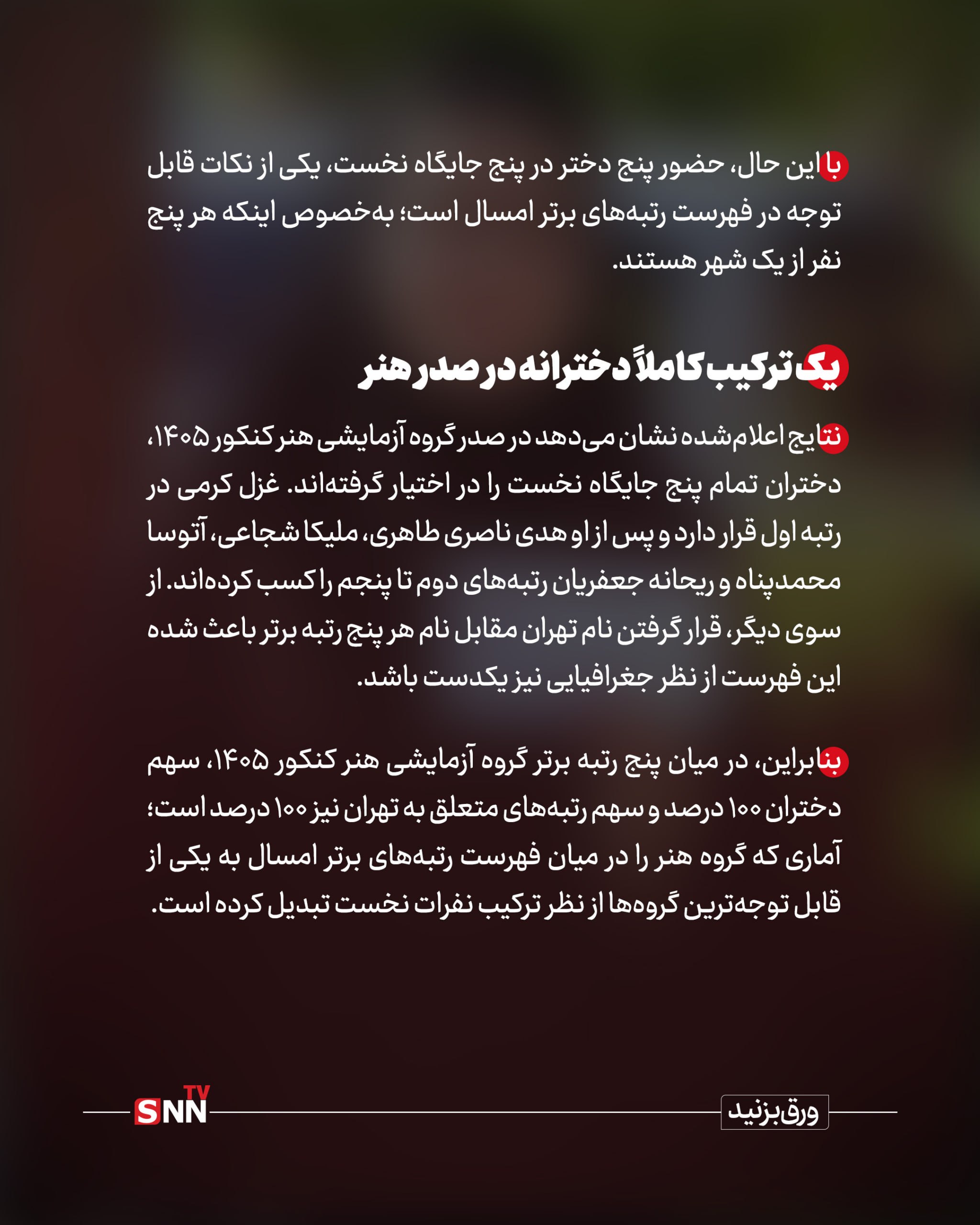 دختران ایران ؛ رتبه های اول کنکور هنر +عکس نوشت