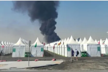 آتش&zwnj;سوزی مهیب در محل استقرار هواداران فوتبال در قطر+ فیلم