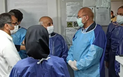 حضور سرزده قالیباف در ICU کرونا بیمارستان امام خمینی تهران