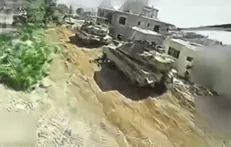 شکار تانک «مرکاوا» ارتش صهیونیستی با هواگرد انتحاری ابابیل حزب الله در شهرک «زوطر شرقی» در جنوب لبنان