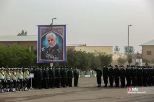 وداع با شهید مصطفی نامور در صبحگاه مشترک نیروهای مسلح قم
