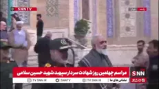 حضور سردار کرمی، فرمانده نیروی زمینی سپاه در مراسم چهلمین روز شهادت سردار سپهبد شهید سلامی