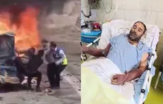 لحظات نفس گیر نبرد با آتش برای نجات جان یک انسان