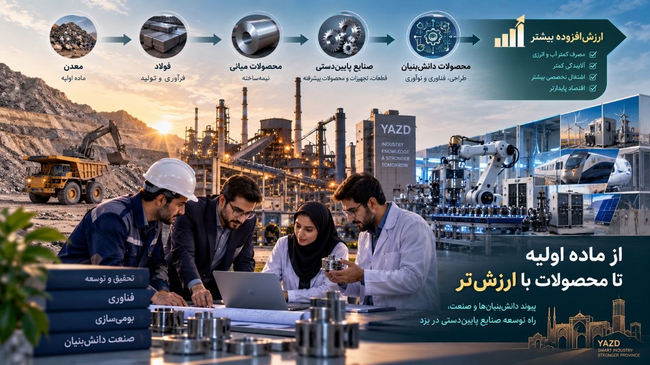 یزد؛ از کارخانه‌سازی به ارزش‌آفرینی / چرا صنعت استان باید از حلقه‌های ابتدایی زنجیره تولید عبور کند؟