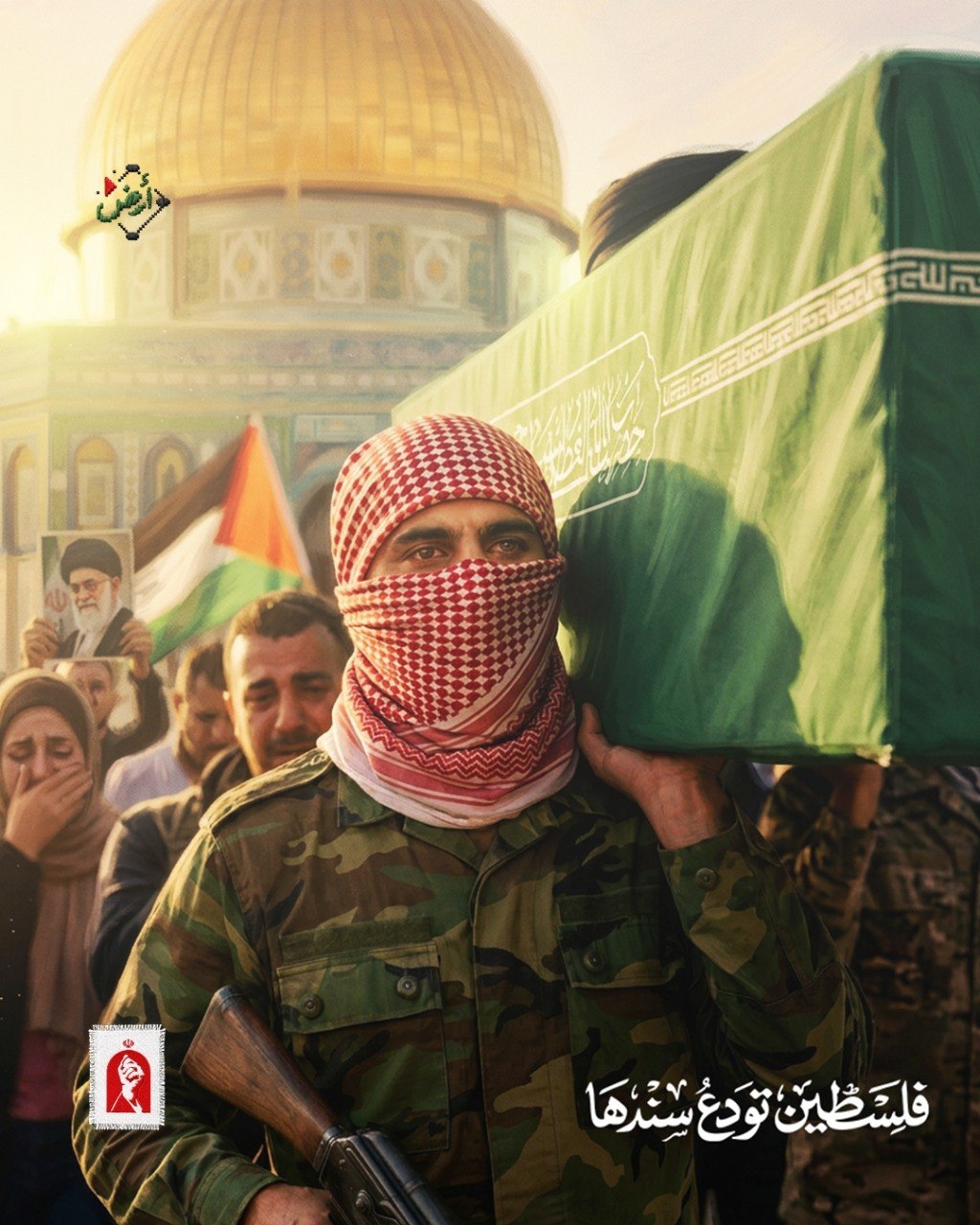  در توضیحات این پوستر ها نوشته شده: فلسطین یک دوست، یک حامی و یک مدافع عزیز را از دست داد که در راه خدا به شهادت رسید. او در مسیر آزادی قدس، حمایت از امت و وحدت آن، و همچنین در مخالفت با استکبار و اخراج اشغالگران از سرزمین ما، جانفشانی کرد.
خداحافظ، سید علی خامنه‌ای؛ خداحافظ، ای دوست و حامی فلسطین.

