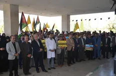 تجمع دانشجویان علوم پزشکی یزد در محکومیت جنایات رژیم صهیونیستی در غزه