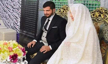 زوج لبنانی و اوکراینی در حرم سیدالکریم پیوند زناشویی بستند