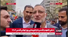 زاکانی: ماحصل راهپیمایی مردم در روز قدس، آزادی قدس شریف است+ فیلم