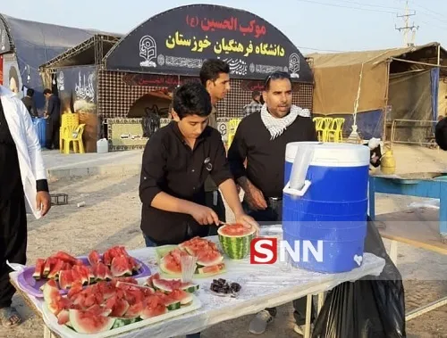 خدمت رسانی دانشجویان اندیمشکی در موکب دانشگاه فرهنگیان خوزستان به زوار حسینی