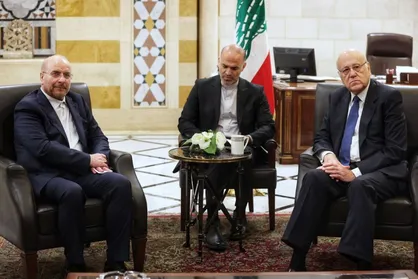 برش&zwnj;هایی از دیدار دوجانبهٔ محمدباقر قالیباف و نجیب میقاتی، نخست&zwnj;وزیر لبنان