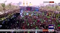 ورود دسته حشد الشعبی به حرم سالار شهیدان در روز عاشورای حسینی