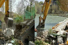 رفع تصرف ۵۰ هزار مترمربع از بستر رودخانه زاینده‌رود در باغ‌بهادران/ تخریب‌ویلاهاب متجاوز به بستر زاینده‌رود؛ از امروز