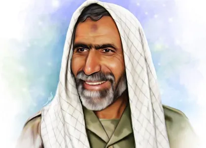 نقاشی چهره شهید مدافع حرم حاج سیدحمید تقوی&zwnj;فر