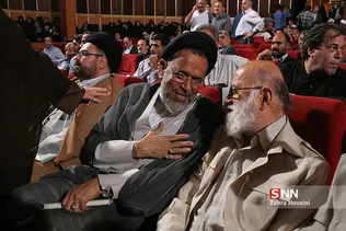 چمران و وزیر اطلاعات در مراسم بزرگداشت حجت‌الاسلام ابوترابی