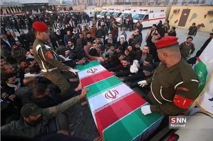 تابوت حامل پیکر مطهر شهید سپهبد قاسم سلیمانی در عراق
