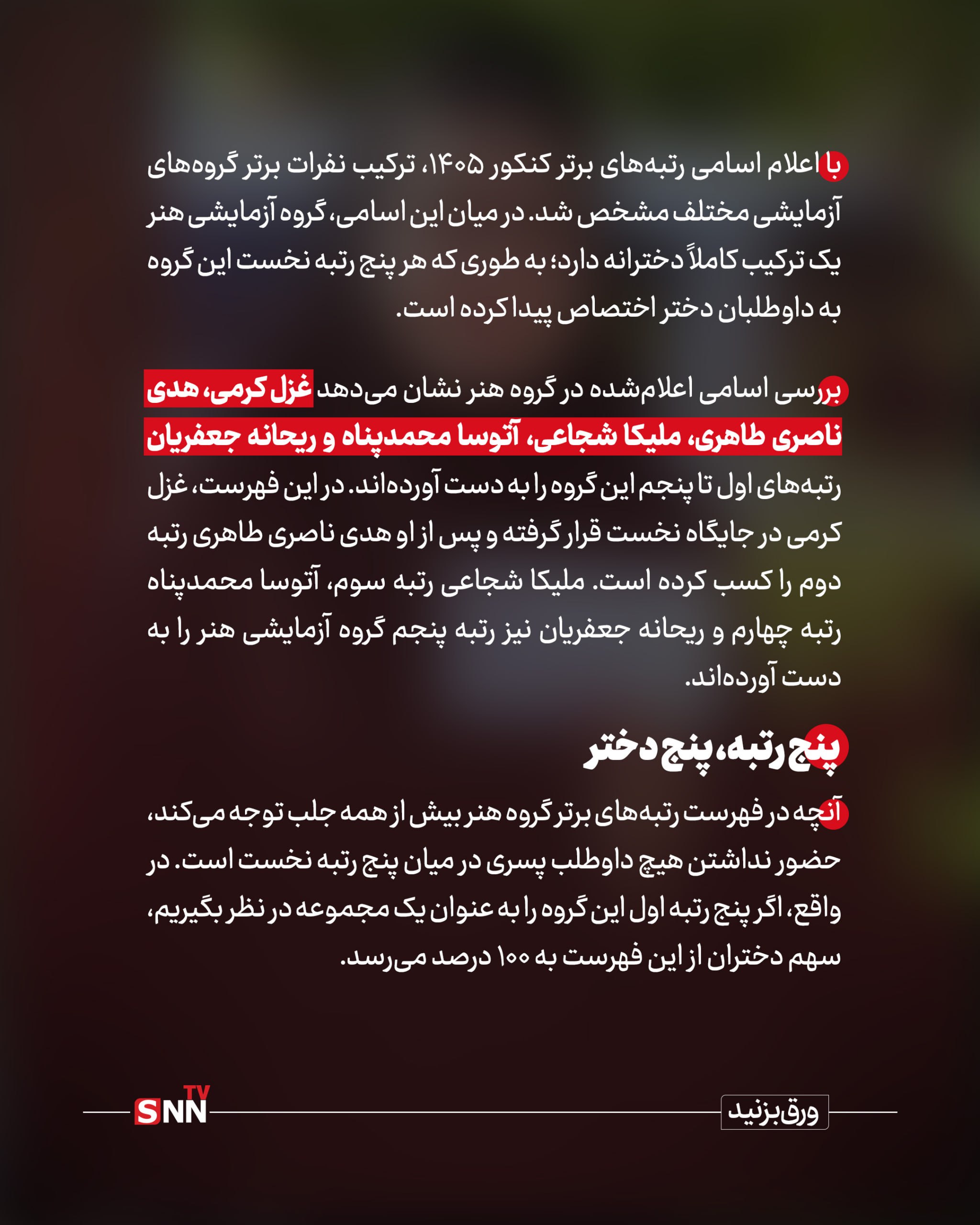 دختران ایران ؛ رتبه های اول کنکور هنر +عکس نوشت