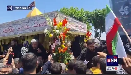 ورود پیکر شهید امیرعبداللهیان به مراسم تشییع در استقبال بی نظیر مردم ری