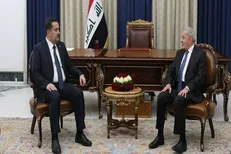 السودانی در کاخ السلام به دیدار رئیس جمهور عراق رفت