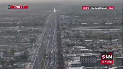 عشاق حسین (ع) پایان ندارند/ تصاویر هوایی از زائران اربعین که با پای پیاده راهی حرم سیدالشهدا(ع) می&zwnj;شوند